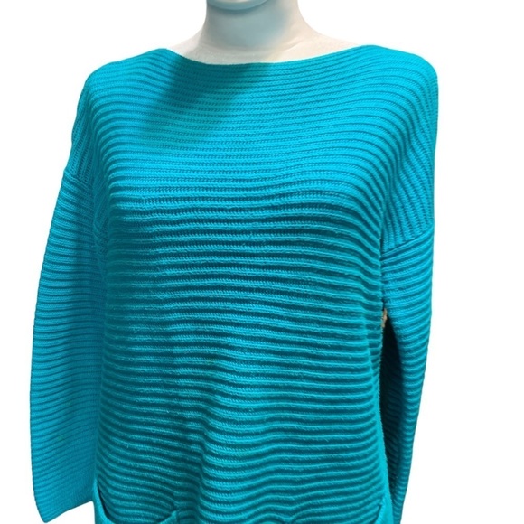 Vince Camuto women's size blue small knit sweater with pockets - Picture 7 of 8